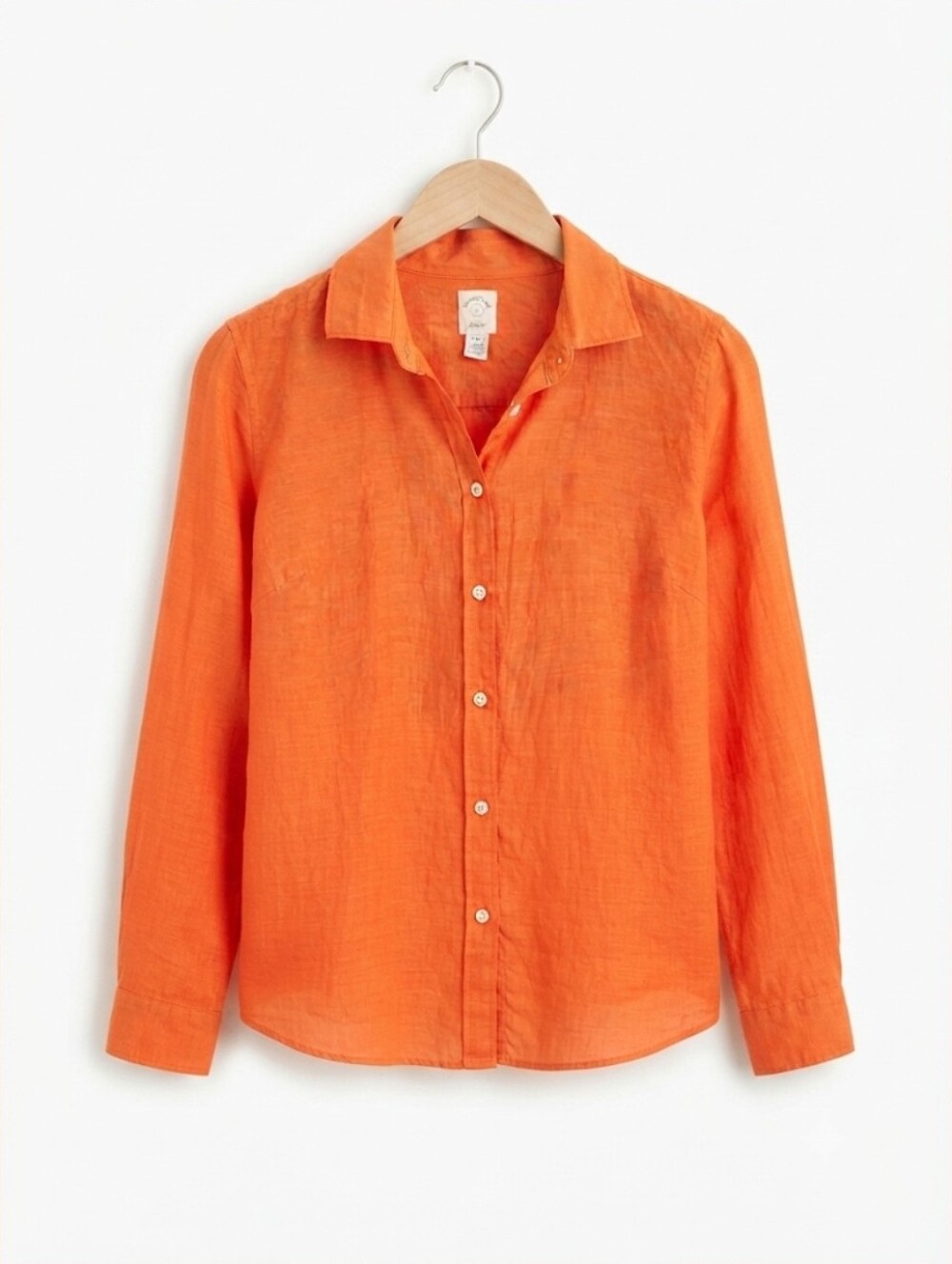 J. Crew Bright Orange Silk Blend  Button-Down Shirt Size P12